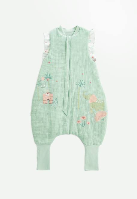 Turbulette tog 2 en gaze de coton avec pieds retroussables arya Vert 1 - vertbaudet enfant 