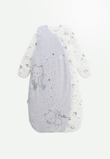Gigoteuse d'hiver en velours avec manches amovibles chatmallow Gris 1 - vertbaudet enfant 