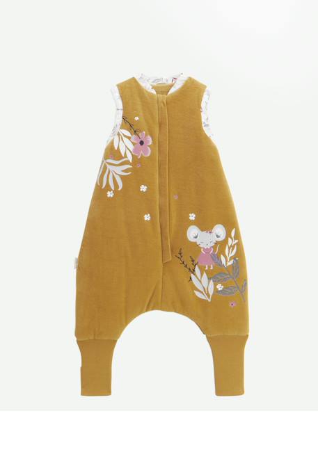 Turbulette d'hiver en velours avec pieds retroussables et manches amovibles charlie Ocre 5 - vertbaudet enfant 
