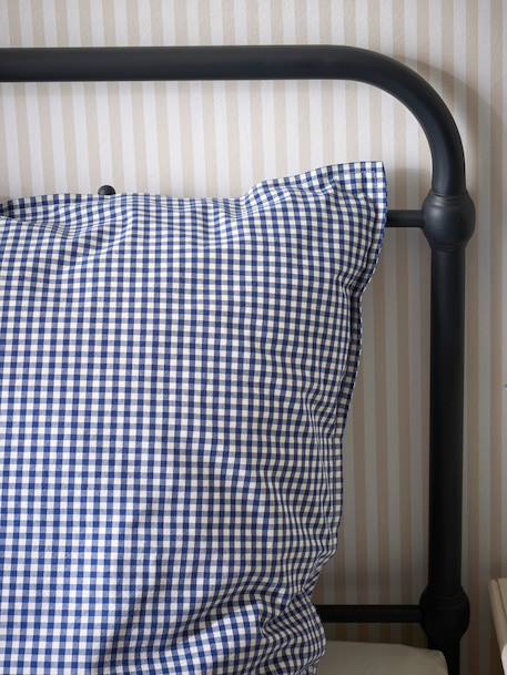 Taie d'oreiller percale de coton 'vichy' Vichy curry+Vichy marine 5 - vertbaudet enfant 