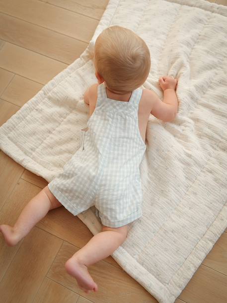 Salopette courte bébé Rayure amande+Vichy bleu/vert 7 - vertbaudet enfant 