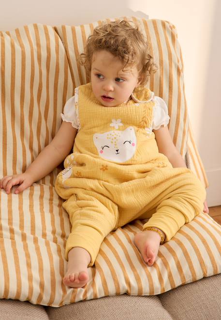 Turbulette tog 2 en gaze de coton avec pieds retroussables ciao milano Jaune 1 - vertbaudet enfant 