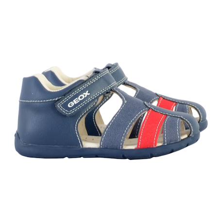 Sandales en cuir  à scratch Marine claire rouge 3 - vertbaudet enfant 