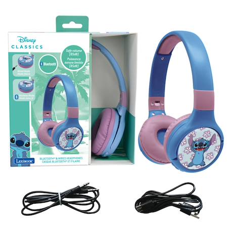 Casque 2 en 1 stitch bluetooth et filaire avec limitation de son Violet 3 - vertbaudet enfant 