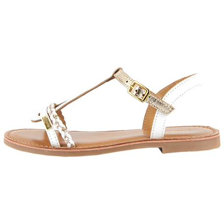 Sandales en cuir  à brides Blanc or 2 - vertbaudet enfant 