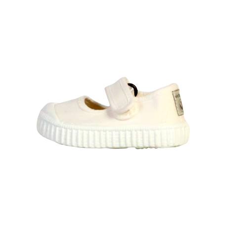 Ballerines enfant confortables à bout rond avec fermeture scratch et semelle plate Blanc+Nude 2 - vertbaudet enfant 