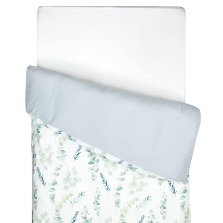 Housse de couette réversible eucalyptus Eucalyptus, vert, gris 1 - vertbaudet enfant 