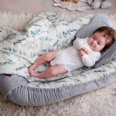 Couverture plaid réversible eucalyptus Eucalyptus, vert, gris 2 - vertbaudet enfant 