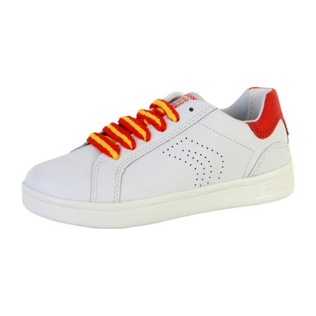 Baskets basses à lacets velours Blanc rouge 2 - vertbaudet enfant 