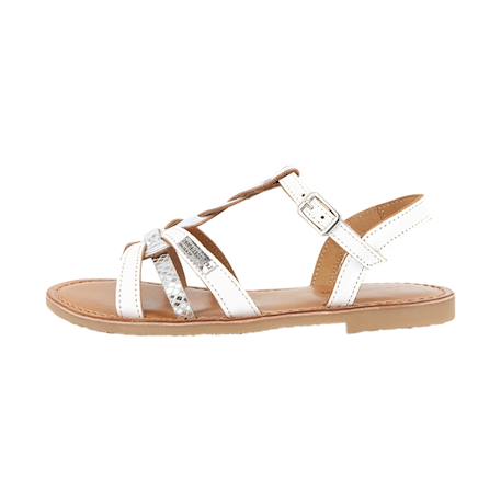 Sandales en cuir  à brides Blanc argent 2 - vertbaudet enfant 