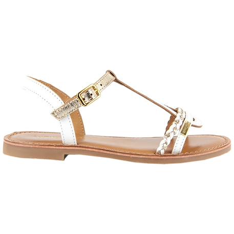 Sandales en cuir  à brides Blanc or 1 - vertbaudet enfant 