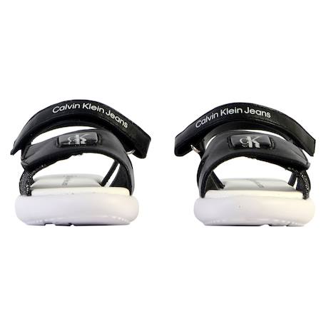 Sandales  à scratch Blanc argent+Noir+Platinium 9 - vertbaudet enfant 