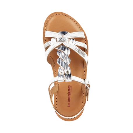 Sandales en cuir  à brides Blanc argent 4 - vertbaudet enfant 