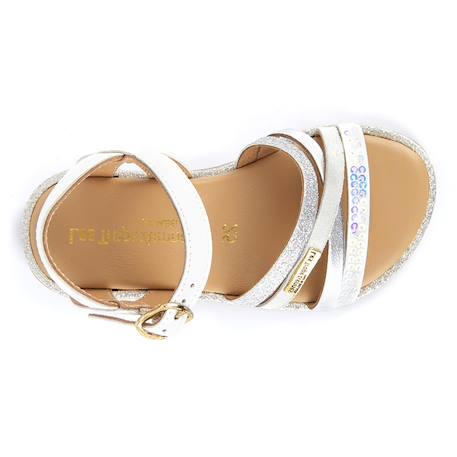 Sandales en cuir  à brides Blanc 4 - vertbaudet enfant 