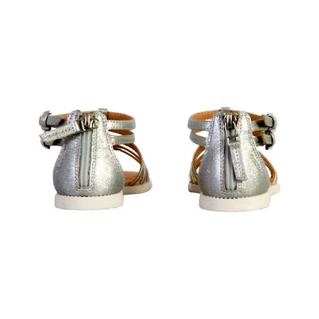Sandales en cuir à brides Argent+Noir+Rose 4 - vertbaudet enfant 