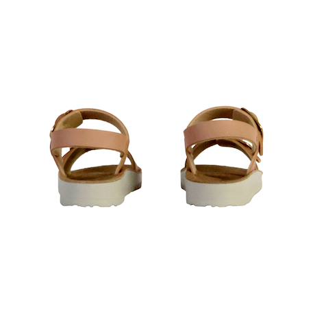 Sandales en cuir à brides Biscuit+Rose 10 - vertbaudet enfant 
