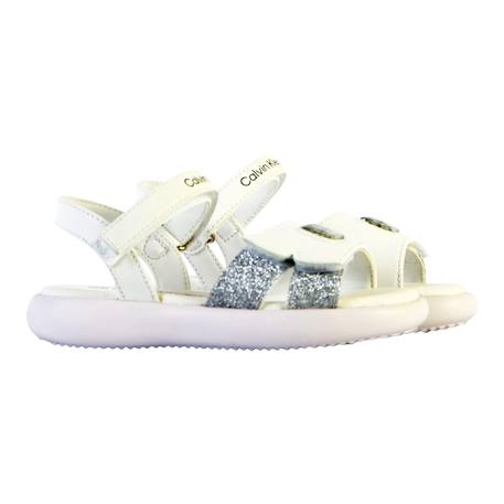 Sandales  à scratch Blanc argent+Noir+Platinium 3 - vertbaudet enfant 