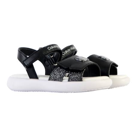 Sandales  à scratch Blanc argent+Noir+Platinium 8 - vertbaudet enfant 