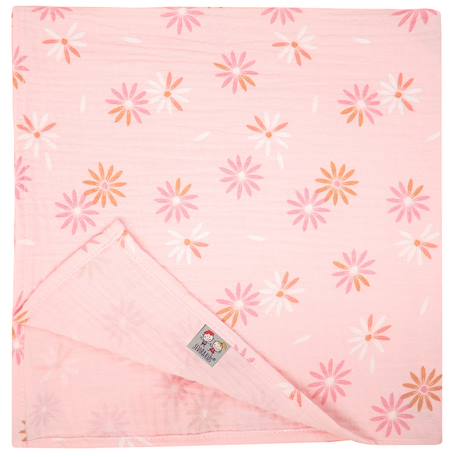 Lange en gaze de coton lla Rosella imprimé floral, rose 1 - vertbaudet enfant 