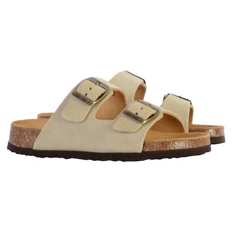 Mules en cuir  à brides Beige+Marron 3 - vertbaudet enfant 