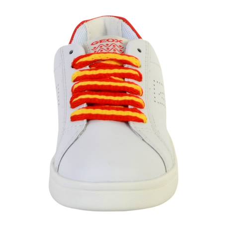 Baskets basses à lacets velours Blanc rouge 4 - vertbaudet enfant 