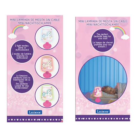 Mini lampe de chevet veilleuse sans fil licorne Rose 4 - vertbaudet enfant 