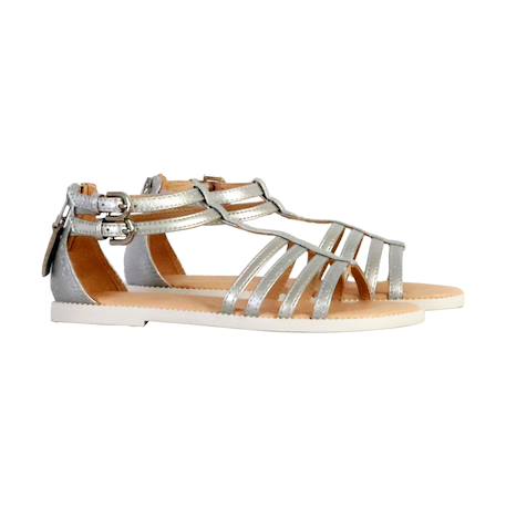 Sandales en cuir à brides Argent+Noir+Rose 3 - vertbaudet enfant 