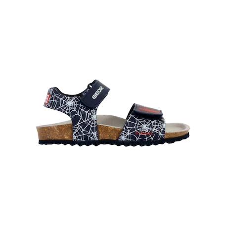 Sandales en cuir  à scratch Navy rouge 1 - vertbaudet enfant 