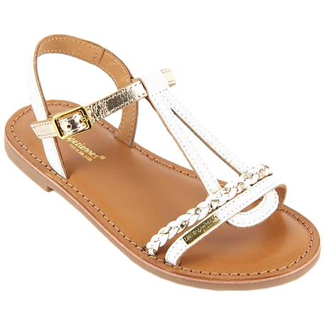 Sandales en cuir  à brides Blanc or 3 - vertbaudet enfant 