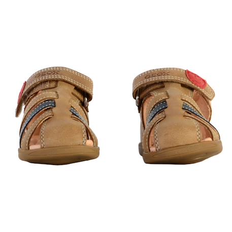 Sandales en cuir  à scratch Avio blanc+Caramel 11 - vertbaudet enfant 