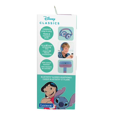 Casque 2 en 1 stitch bluetooth et filaire avec limitation de son Violet 5 - vertbaudet enfant 