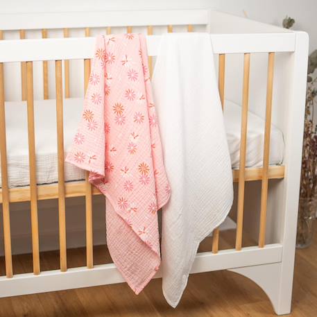 Lange en gaze de coton lla Rosella imprimé floral, rose 2 - vertbaudet enfant 