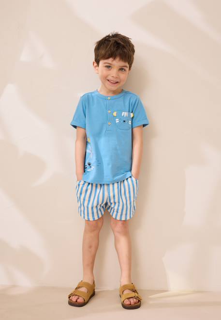 Ensemble bébé t-shirt et short biscarosse Bleu 1 - vertbaudet enfant 