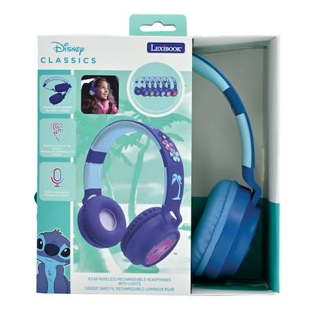 Casque lumineux pliable bluetooth et filaire stitch avec limitation du volume MULTICOLORE 4 - vertbaudet enfant 