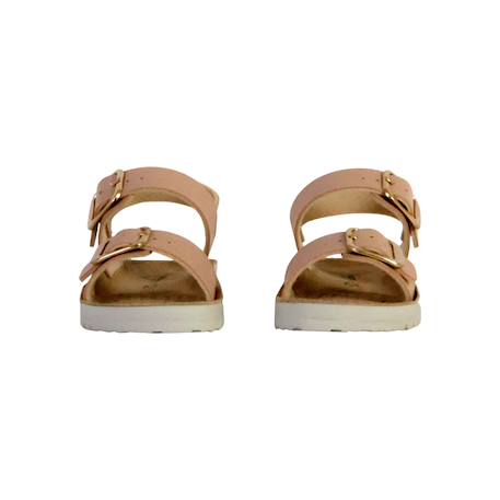 Sandales en cuir à brides Biscuit+Rose 11 - vertbaudet enfant 