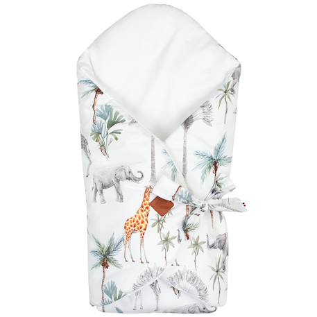 Couverture d'emmaillotage évolutive en coton safari Safari, vert, gris, blanc 1 - vertbaudet enfant 