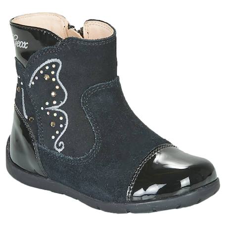 Bottes en cuir  velours  à fermeture éclair Noir 1 - vertbaudet enfant 