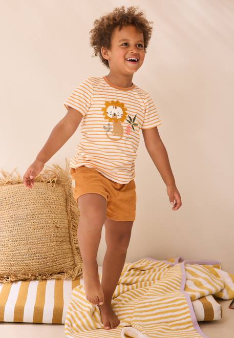 Ensemble bébé t-shirt et short en éponge mio Ecru 1 - vertbaudet enfant 