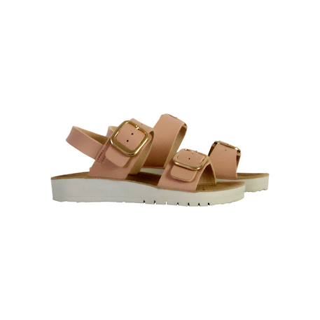 Sandales en cuir à brides Biscuit+Rose 9 - vertbaudet enfant 