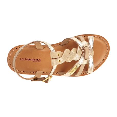 Sandales en cuir  à brides Beige or+Blanc argent 3 - vertbaudet enfant 