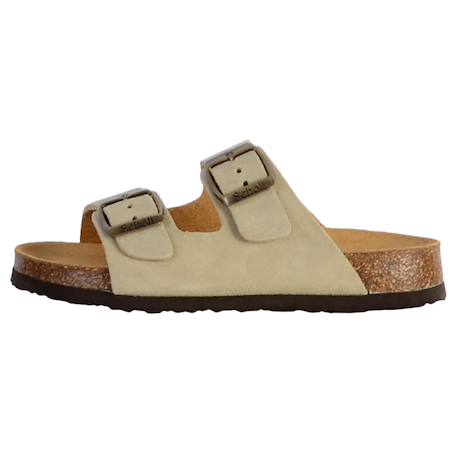 Mules en cuir  à brides Beige+Marron 2 - vertbaudet enfant 