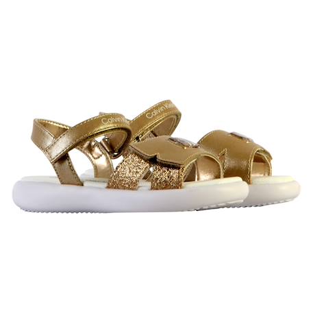 Sandales  à scratch Blanc argent+Noir+Platinium 12 - vertbaudet enfant 