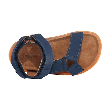 Sandales en cuir  à scratch Bleu 4 - vertbaudet enfant 