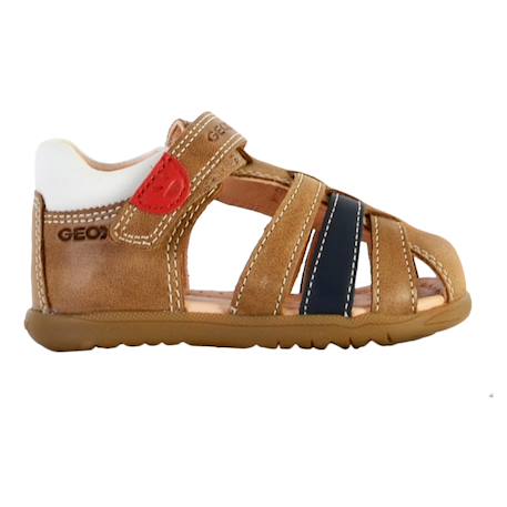 Sandales en cuir  à scratch Avio blanc+Caramel 7 - vertbaudet enfant 