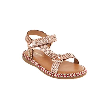 Sandales en cuir  à scratch Or rose 3 - vertbaudet enfant 