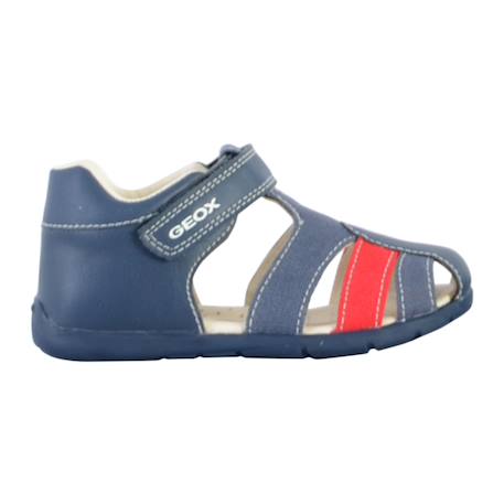 Sandales en cuir  à scratch Marine claire rouge 1 - vertbaudet enfant 