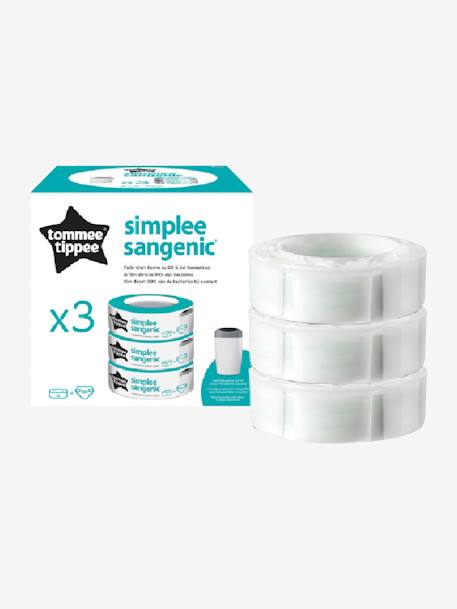 Lot de 3 recharges pour poubelle à couches Simplee Tommee tippee SANGENIC en plastique recyclé blanc 1 - vertbaudet enfant 