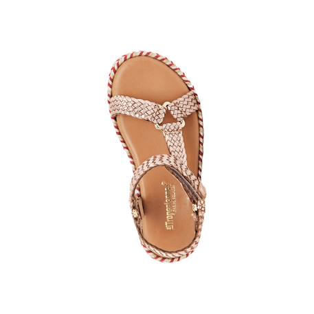 Sandales en cuir  à scratch Or rose 4 - vertbaudet enfant 