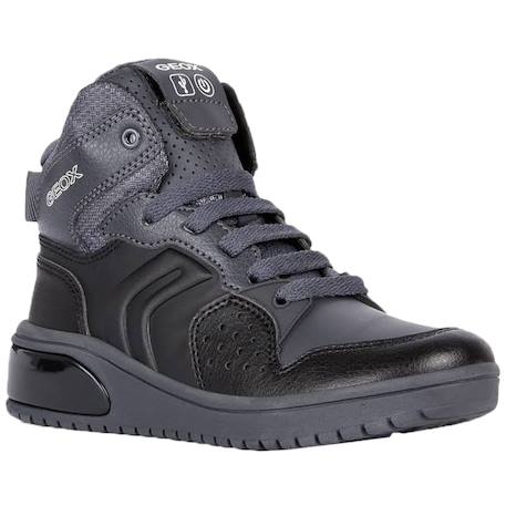 Baskets montantes  à lacets Noir gris foncé 1 - vertbaudet enfant 