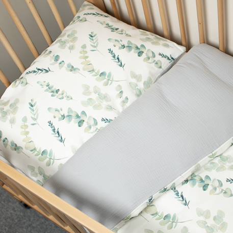 Taie d'oreiller en coton réversible eucalyptus Eucalyptus, vert, gris 2 - vertbaudet enfant 